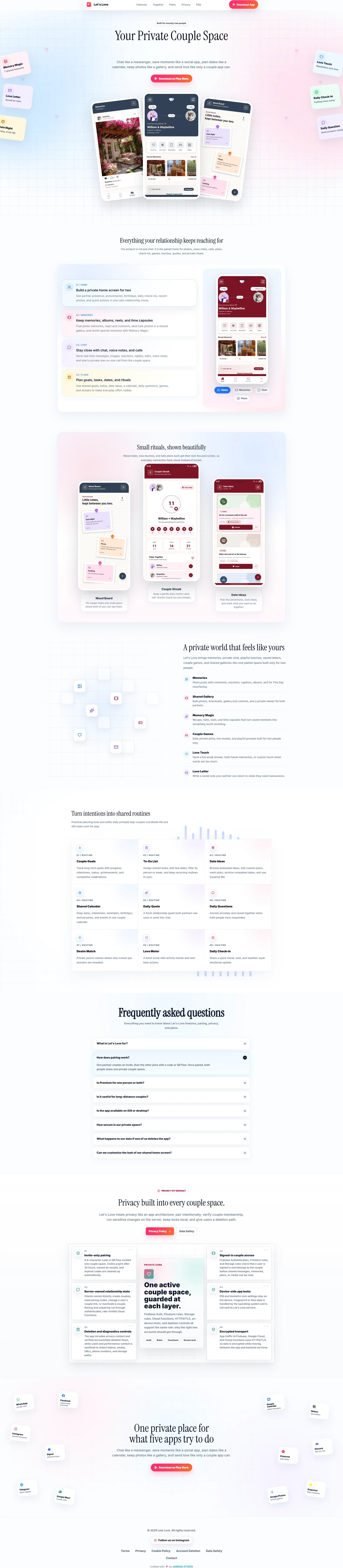 Let's Love landing page
